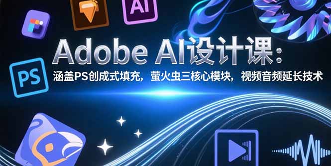 Adobe AI设计课：涵盖PS创成式填充，萤火虫三核心模块，视频音频延长技术-贝贝云网创