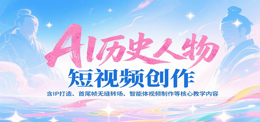 AI历史人物短视频创作，含IP打造、首尾帧无缝转场、智能体视频制作等核心教学内容-贝贝云网创