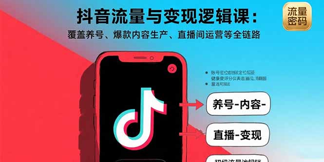 抖音流量与变现逻辑课：覆盖养号、爆款内容生产、直播间运营等全链路-贝贝云网创