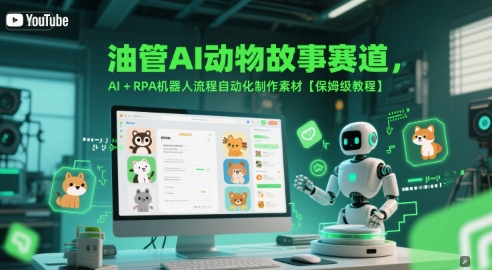 油管AI动物故事赛道，AI+RPA机器人流程自动化制作素材【保姆级教程】-贝贝云网创