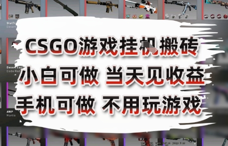 CSGO游戏挂G搬砖，小白纯手机即可操作，不用电脑打游戏，日入3张+，副业网创项目【揭秘】-贝贝云网创