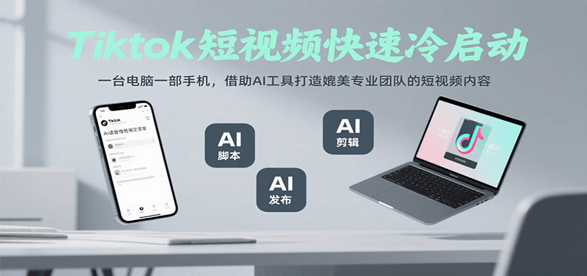 Tiktok短视频快速冷启动，一台电脑一部手机，借助AI工具打造媲美专业团队的短视频内容-贝贝云网创
