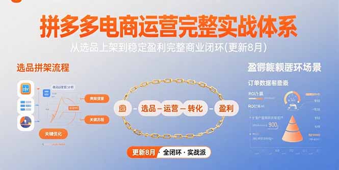 拼多多电商运营完整实战体系，从选品上架到稳定盈利完整商业闭环(更新8月-贝贝云网创