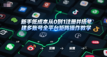 新手低成本从0到1注册并搭建多账号全平台矩阵操作教学，手机号-邮箱-IP-工具-贝贝云网创