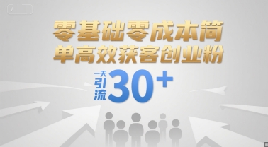 零基础零成本简单高效获客创业粉，一天引流30+-贝贝云网创