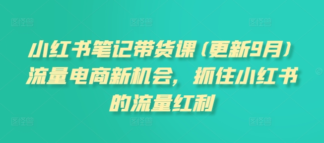 小红书笔记带货课(更新25年6月)流量电商新机会，抓住小红书的流量红利-贝贝云网创