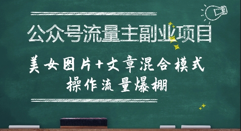 公众号流量主副业项目，美女图片+文章混合模式操作流量爆棚-贝贝云网创