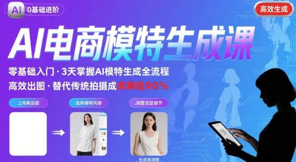 AI模特进阶课程，0基础高效生成逼真电商模特图-贝贝云网创