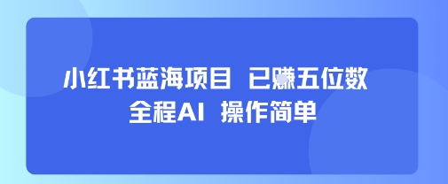 小红书蓝海项目，全程AI，操作简单，已挣五位数-贝贝云网创