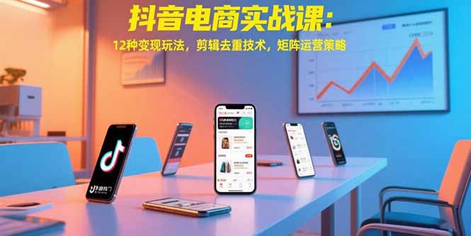 抖音电商实战课：12种变现玩法，剪辑去重技术，矩阵运营策略-贝贝云网创