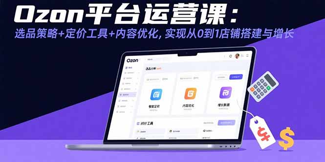 Ozon平台运营课：选品策略+定价工具+内容优化，实现从0到1店铺搭建与增长-贝贝云网创