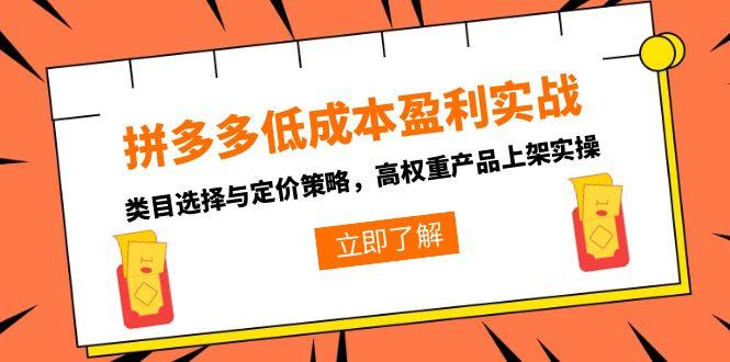 拼多多低成本盈利实战，类目选择与定价策略，高权重产品上架实操-贝贝云网创