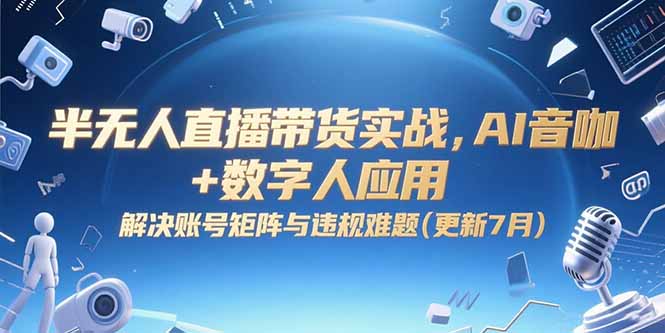 半无人直播带货实战，AI音咖+数字人应用 解决账号矩阵与违规难题(更新7月-贝贝云网创