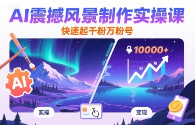 AI震撼风景制作实操课，快速起千粉万粉号-贝贝云网创