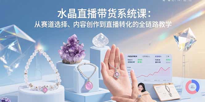 水晶直播带货系统课：从赛道选择、内容创作到直播转化的全链路教学-贝贝云网创