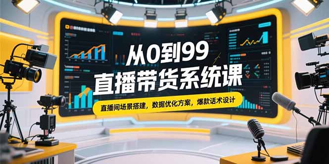 从0到99直播带货系统课，直播间场景搭建，数据优化方案，爆款话术设计-贝贝云网创