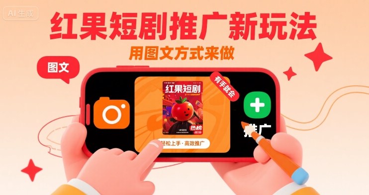 红果短剧推广新玩法，用图文方式来做，有手就会-贝贝云网创