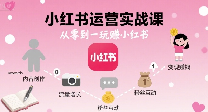 小红书运营实战课，从零到一玩賺小红书-贝贝云网创