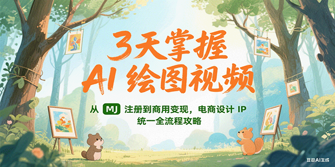3天掌握AI绘图视频，从MJ 注册到商用变现，电商设计IP统一全流程攻略-贝贝云网创