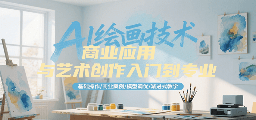 AI绘画技术商业应用与艺术创作入门到专业，基础操作/商业案例/模型调优/渐进式教学-贝贝云网创