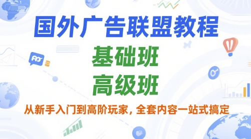 国外广告联盟教程，基础班和高级班，从新手入门到高阶玩家，全套内容一站式搞定-贝贝云网创