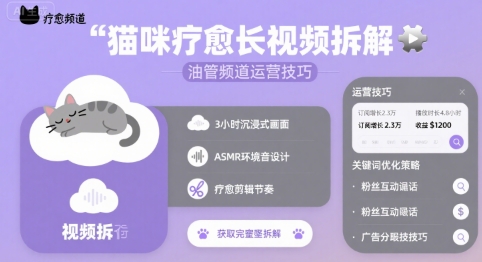 猫咪疗愈长视频拆解 &油管频道运营技巧-贝贝云网创