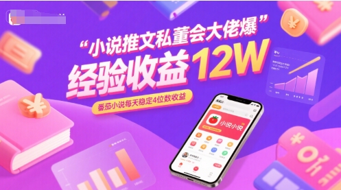小说推文私董会大佬爆单经验分享收益12W，番茄小说每天稳定4位数收益-贝贝云网创