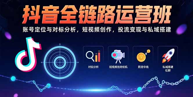 抖音全链路运营班：账号定位与对标分析，短视频创作，投流变现与私域搭建-贝贝云网创