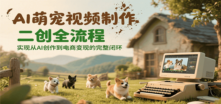 AI萌宠视频制作二创全流程，实现从AI创作到电商变现的完整闭环-贝贝云网创