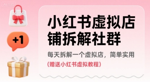 小红书虚拟店铺拆解社群，每天拆解一个虚拟店，简单实用(赠送小红书虚拟教程)-贝贝云网创