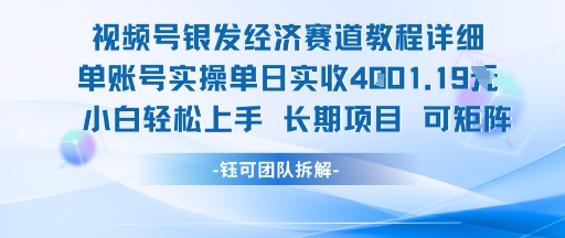 视频号银发经济赛道单账号实操单日实收1k+，小白轻松上手长期项目-贝贝云网创