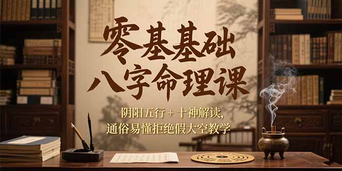 零基础八字命理课，阴阳五行+十神解读，通俗易懂拒绝假大空教学-贝贝云网创