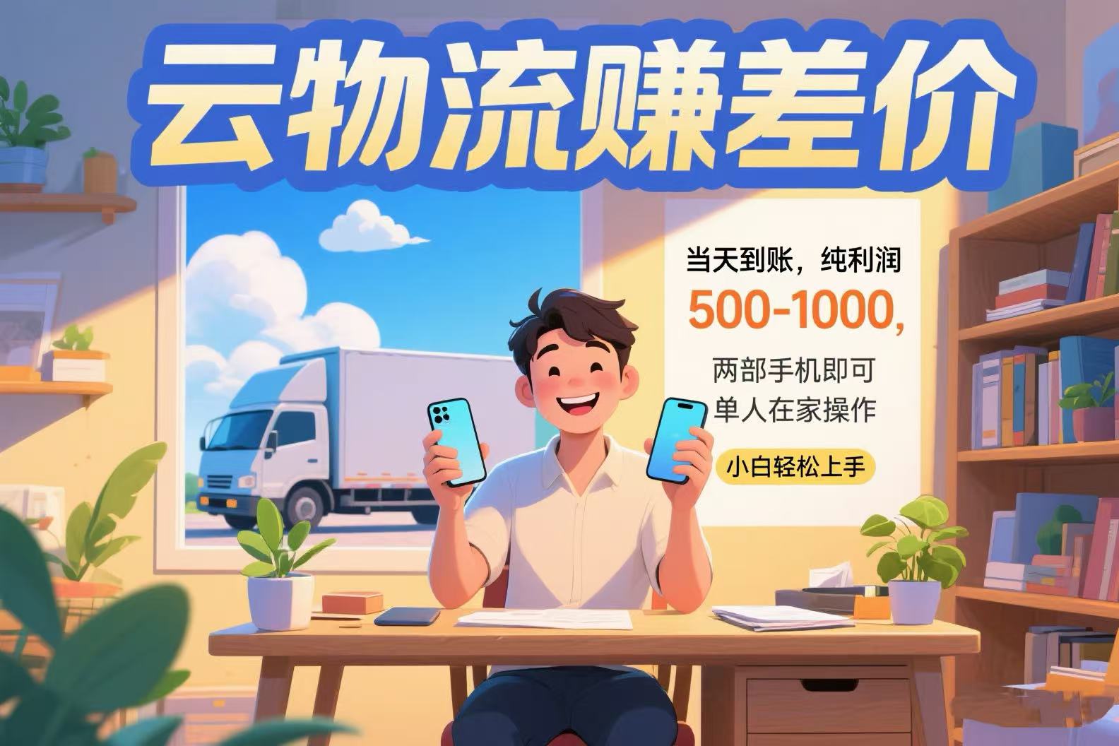 云物流赚差价 当天到账纯利润500-1000 两部手机即可 可单人在家操作 小…-贝贝云网创