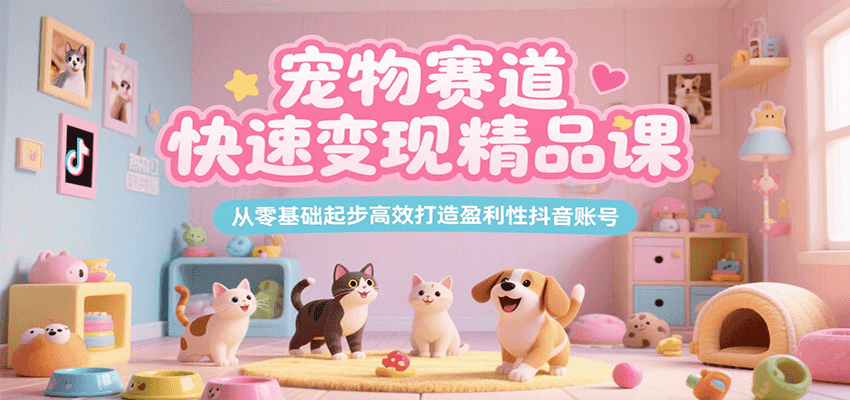 宠物赛道快速变现精品课，从零基础起步高效打造盈利性抖音账号-贝贝云网创