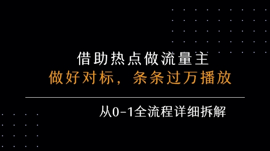 借力热点，乘顺风车玩流量主，条条过万播放， 每月收益5k+，从0-1全流程详细拆解-贝贝云网创