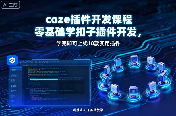 coze插件开发课程，零基础学扣子插件开发，学完即可上线10款实用插件-贝贝云网创