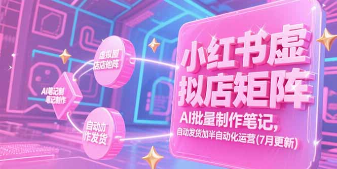 小红书虚拟店矩阵，AI批量制作笔记，自动发货加半自动化运营(7月更新-贝贝云网创