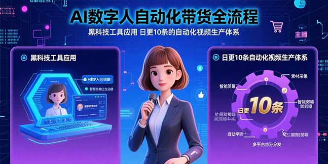 AI数字人自动化带货全流程：黑科技工具应用 日更10条的自动化视频生产体系-贝贝云网创