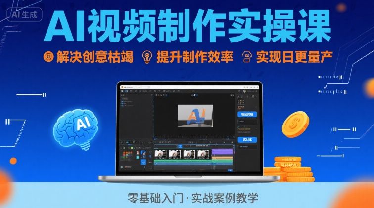 Ai视频制作实操课，解决创意枯竭、效率低下痛点，实现日更量产可持续变现-贝贝云网创