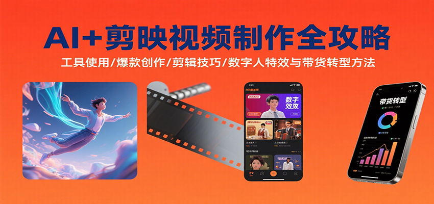 AI+剪映视频制作全攻略：工具使用/爆款创作/剪辑技巧/数字人特效与带货转型方法-贝贝云网创