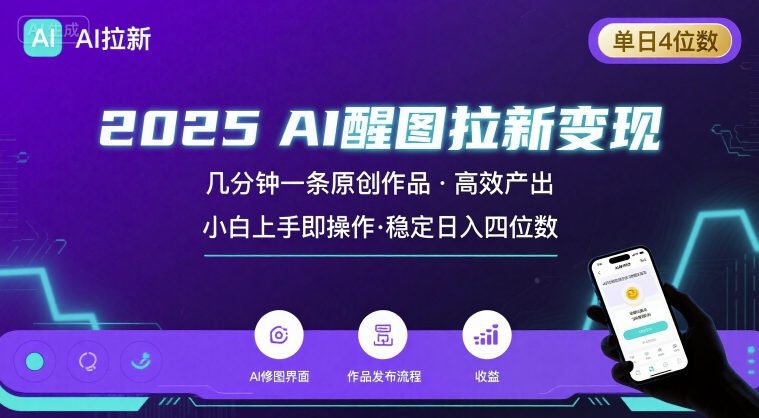 2025最强AI醒图拉新，几分钟一条原创作品，单日收入4位数，小白也能上手操作-贝贝云网创
