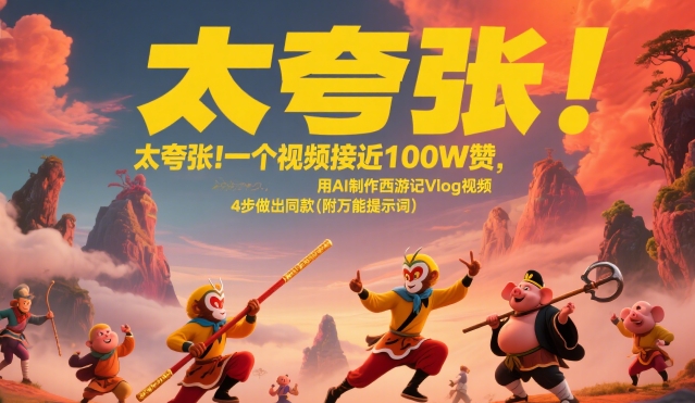 太夸张！一个视频接近100W赞，用AI制作西游记Vlog视频，全流程拆解来了(附万能提示词)-贝贝云网创