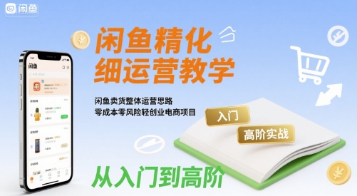 闲鱼精细化运营入门+高阶实战教学，闲鱼卖货整体运营思路，零成本零风险轻创业电商项目-贝贝云网创