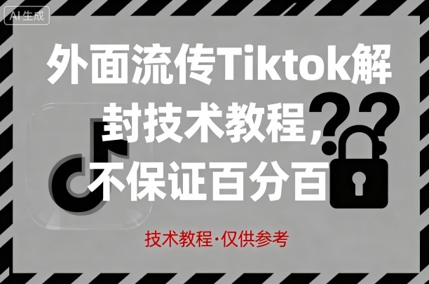 外面流传Tiktok解封技术教程，不保证百分百，具体自测-贝贝云网创