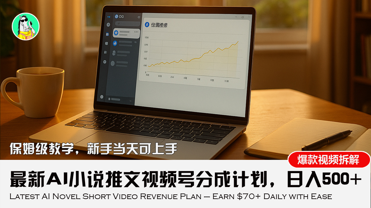 最新AI小说推文视频号分成计划，新手小白也能当天日入500+教程-贝贝云网创