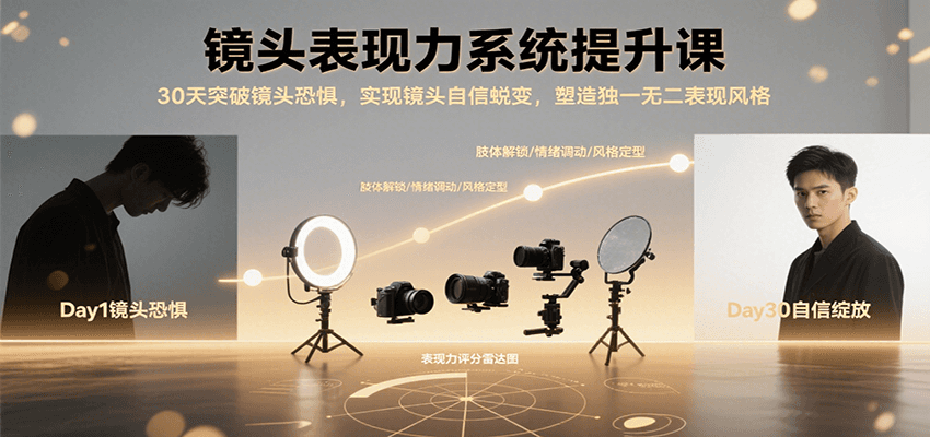 镜头表现力系统提升课，30天突破镜头恐惧实现自信蜕变，塑造独一无二表现风格-贝贝云网创