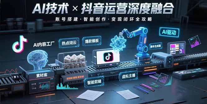 AI技术与抖音运营的深度融合应用：涵盖账号搭建、内容创作、收益变现等-贝贝云网创