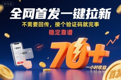 全网首发一键拉新项目，不需要回传，接个验证码就完事，稳定靠谱，一小时收益70+【揭秘】-贝贝云网创