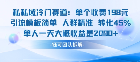 私域冷门赛道单个收费198米引流模板简单人群精准 45%的转化率单人一天大概收益多张-贝贝云网创