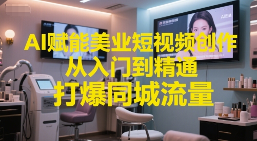 AI赋能美业短视频创作，从入门到精通，打爆同城流量，超级AI工具短视频实操落地-贝贝云网创